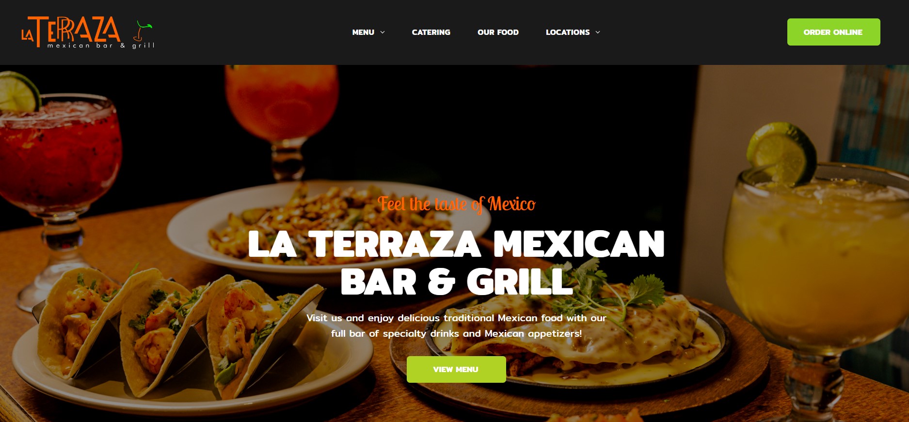 Friends sharing food at a table — La Terraza family restaurant website project