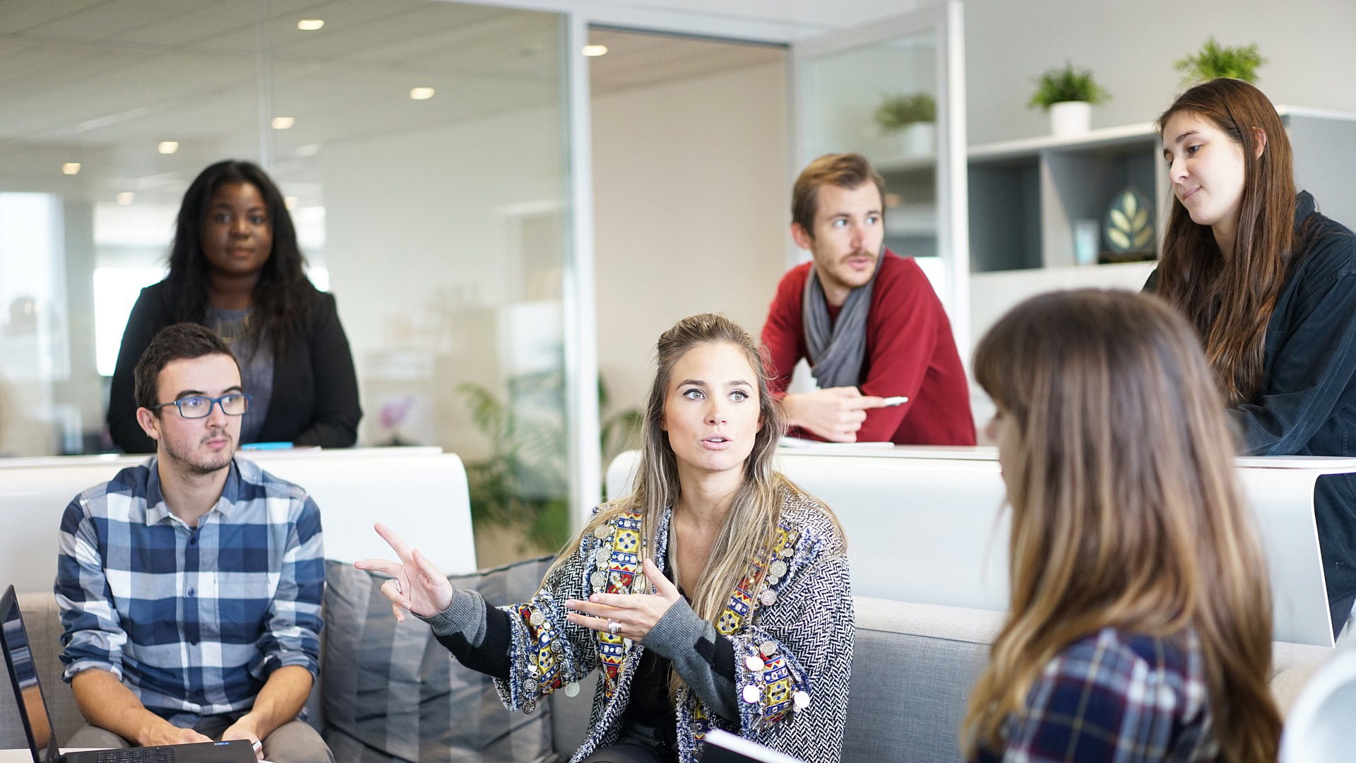 Team collaborating around a table